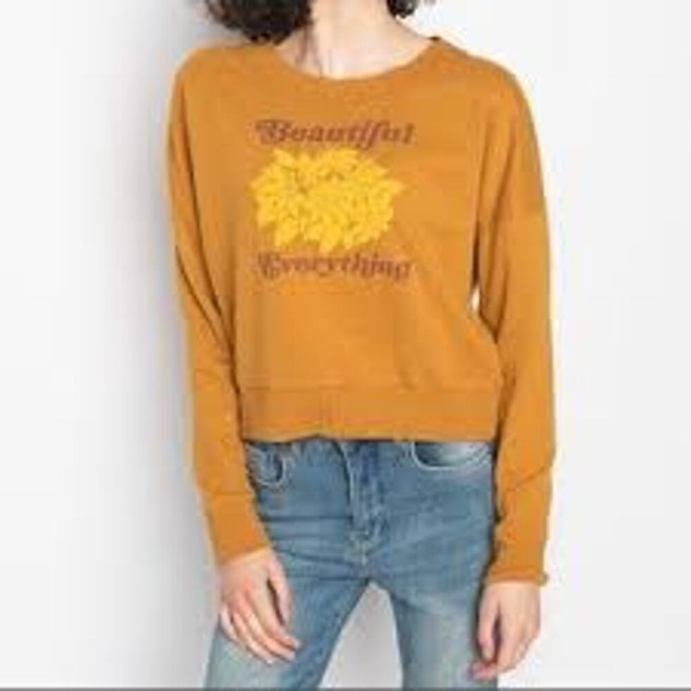 WVN For You Beautiful Everything Sweatshirt ORGANIC COTTON Crop Boatneck Small S